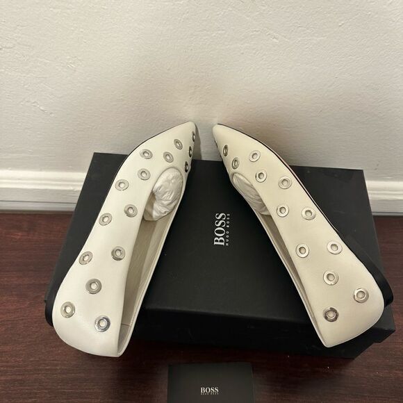 BOSS Hugo Boss Rose Grommet Studdet  ballet flat all leather size 5, new - Picture 11 of 16